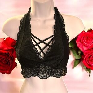 Victoria's Secret PINK Lace Unlined Halter Bralette Bra  26" Bust(S) Missing tag
